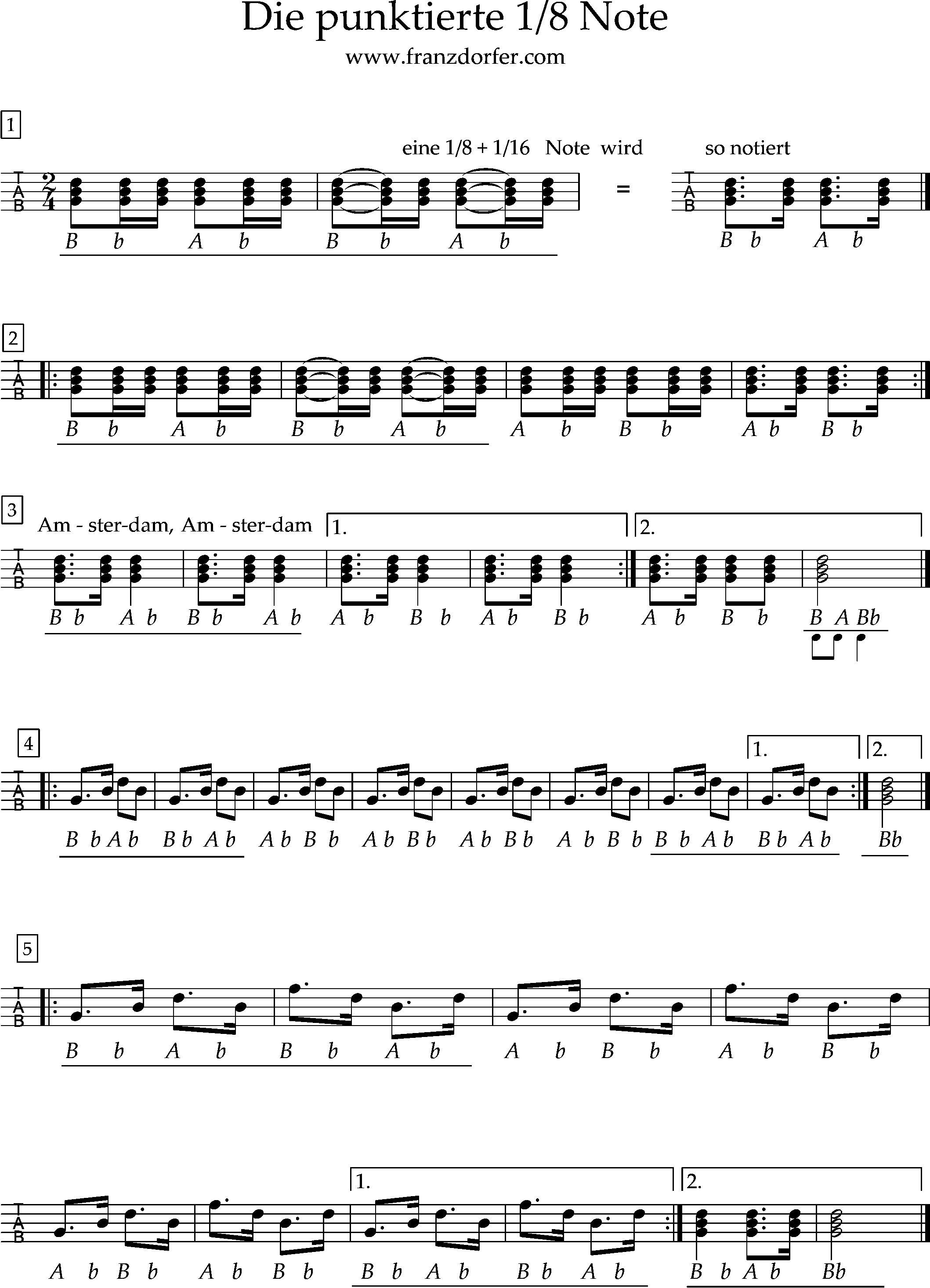 steirische harmonika lernen, punktierte Achtelnote